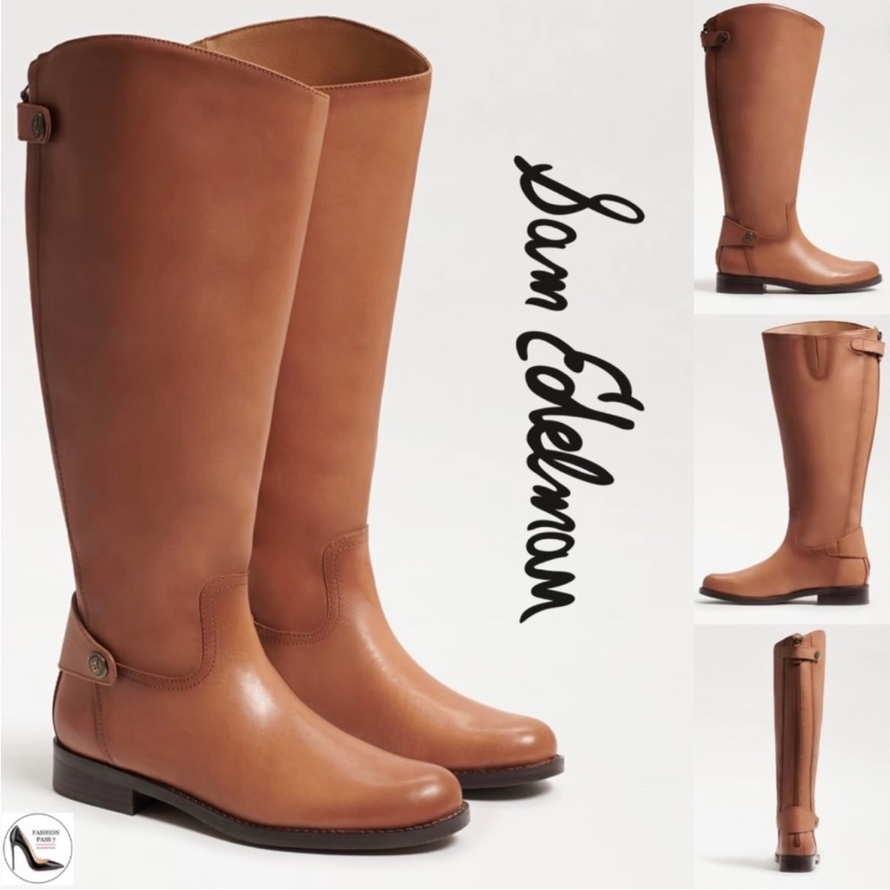 Sam Edelman Women's Mikala Whiskey Brown Tan Leather Tall Riding Boots